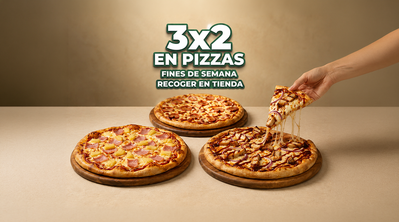 3X2 EN PIZZAS